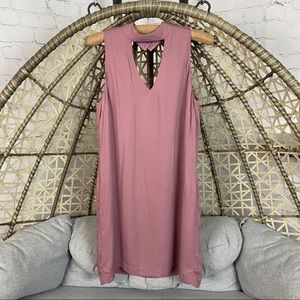 Wayf V Neck Mini Dress - Dusty Pink